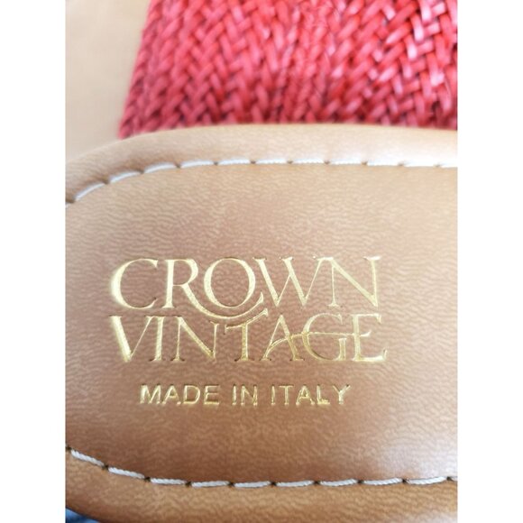 Crown Vintage Womens Red Woven Slide Sandals Made In Italy 10M Manmade Upper - Picture 6 of 6